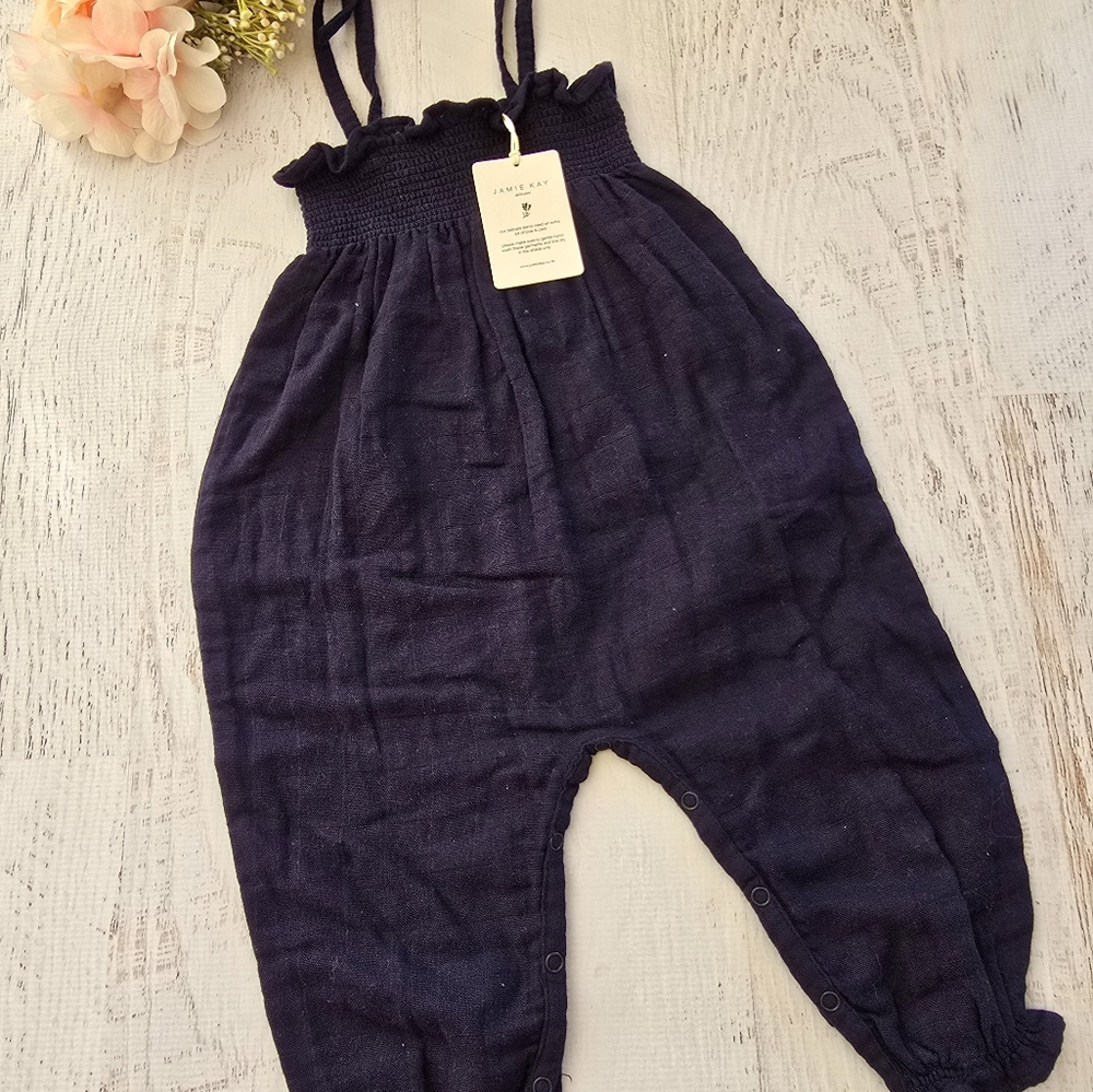 Jamie Kay Navy Organic Muslin Playsuit Jumpsuit 3Yrs NWT - Picture 7 of 9